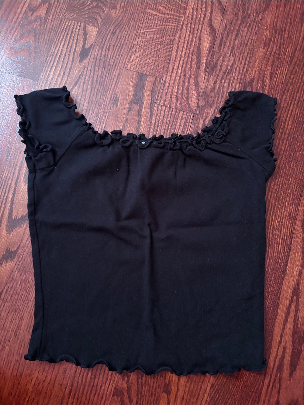 Garage Women’s Black off the shoulder ruffle trim Top